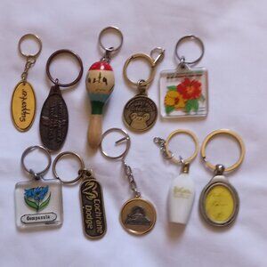 Lot of 10 Beautiful Keychains Keyrings Bag Charms New & Used No Duplicates